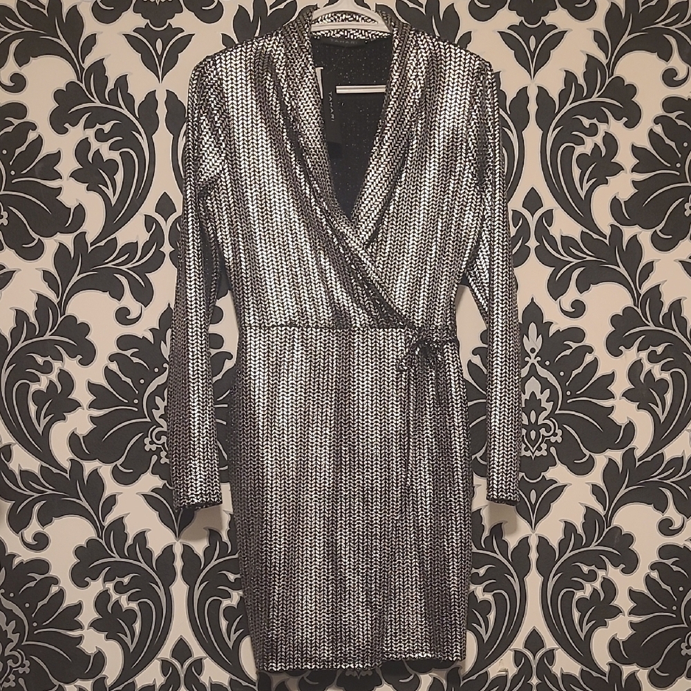 Tahari Black and Silver Dress